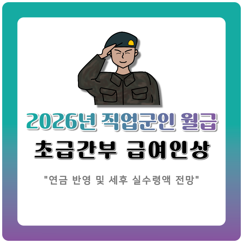 2026년 직업군인 월급 인상률 총정리｜초급간부 급여체계 변화 분석