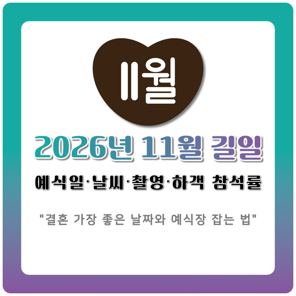 2026년 11월 길일 결혼 예식 추천일·날씨·촬영·하객 참석률 완벽 분석
