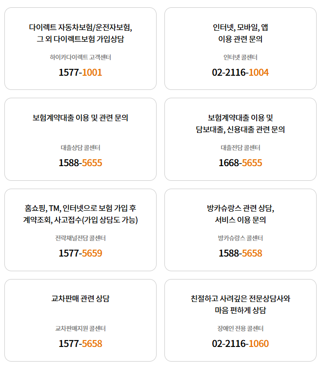 현대해상다이렉트 고객센터 전화번호 및 긴급출동 이용 가이드